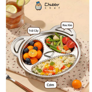 Khay cơm cho bé inox 304 cao cấp Nhiều hình dạng Chubby Chef hình peppa pig kitty gấu panda ô tô dễ thương