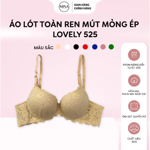 Áo lót toàn ren mút mỏng ép Lovely 525, áo lót nữ lưng lưới thiết kế cài 2, cup xéo, ren mềm,mang lại cảm giác thoải mái