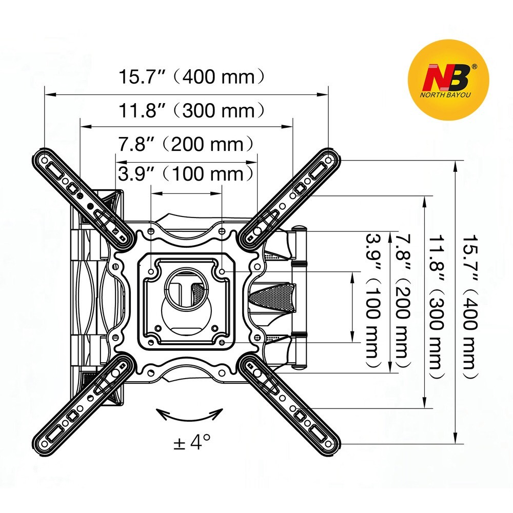 Ảnh Giá Khung treo Tivi North Bayou NB-P4 từ 32- 55inch  Tải trọng 27Kg - Hàng chính hãng 1