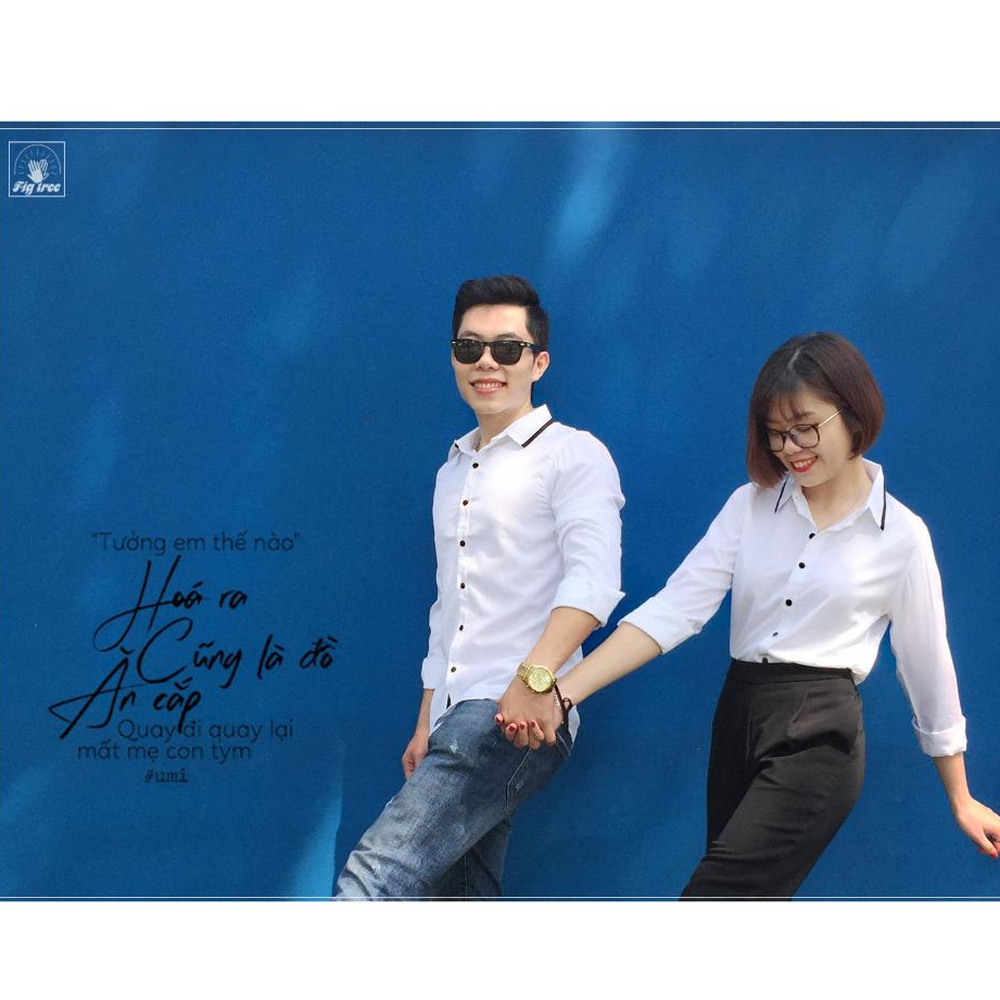 Combo Áo Gia Đình Fig Tree Màu Trắng Viền Cổ Màu Đen Model Cho Gia Đình Đi Tiệc, Chụp Hình, fullsize
