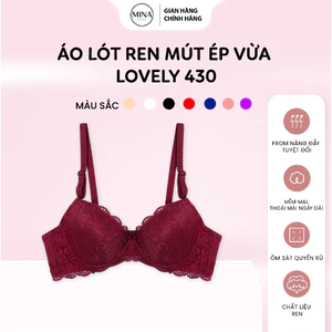 Áo lót ren mút ép vừa Lovely 430, áo lót nữ mút đúc mềm mại, ôm sát quyến rũ, áo ngực nữ xuất Nhật Bản