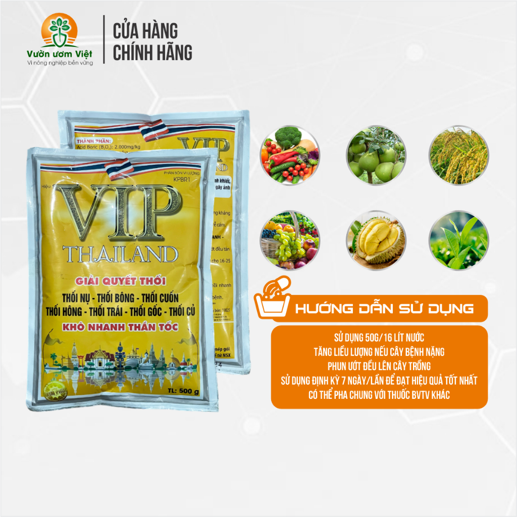 Phân bón VIP THÁI LAN tạo kháng sinh tự nhiên, xử lý thối rễ, thối quả, héo xanh, thối nụ - 500g