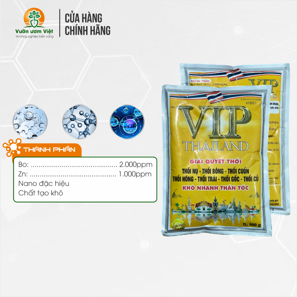 Phân bón VIP THÁI LAN tạo kháng sinh tự nhiên, xử lý thối rễ, thối quả, héo xanh, thối nụ - 500g