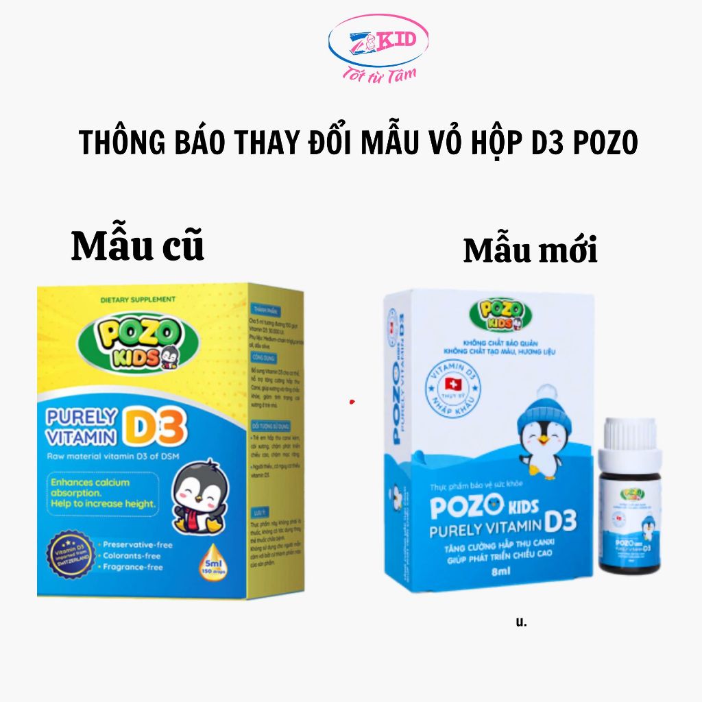 Vitamin D3 thuần POZOKIDS nhỏ giọt bổ sung vitamin D3 cho trẻ sơ sinh