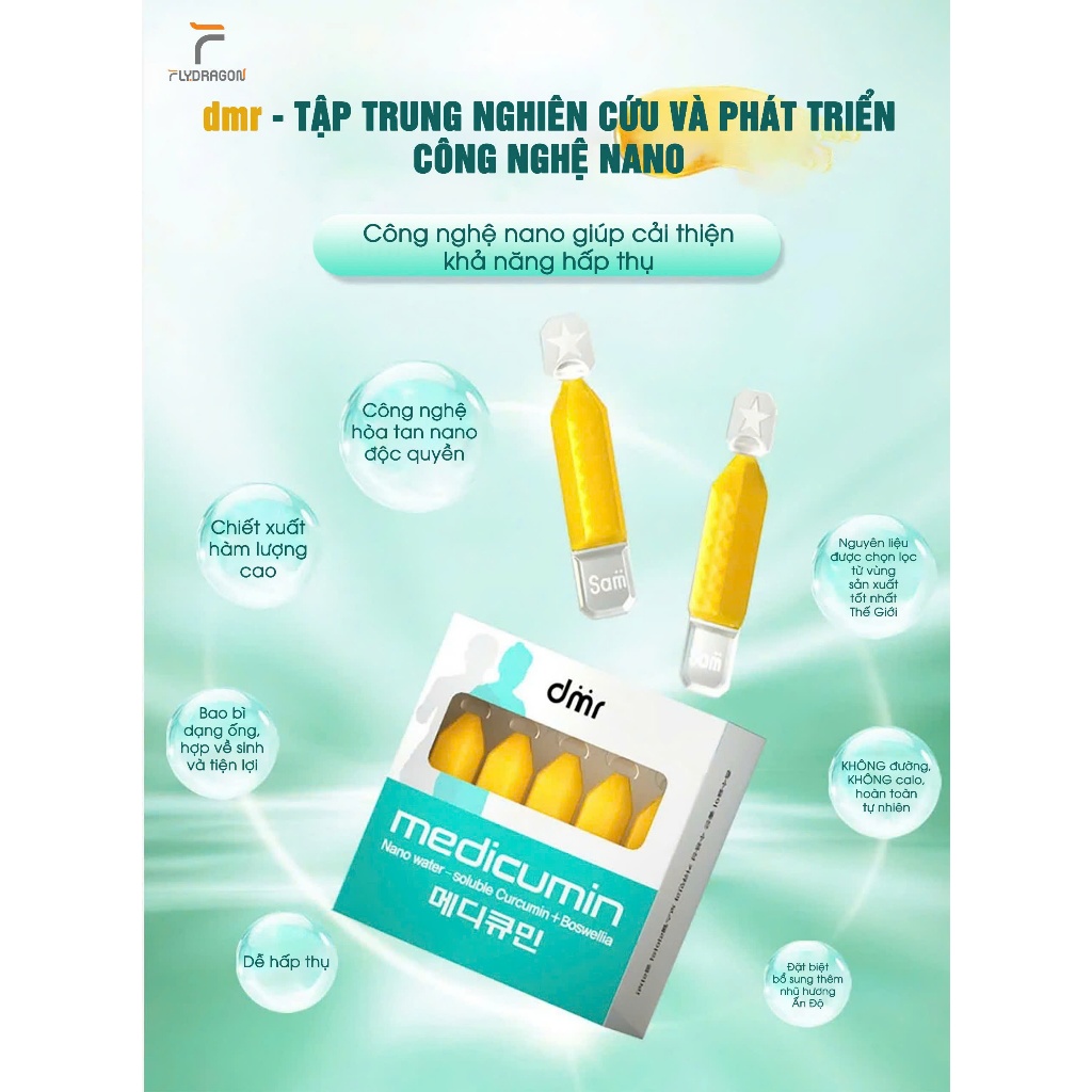 Tinh nghệ nano curcumin Medicumin DMR Hàn Quốc ngăn ngừa lão hóa (hộp 60 ống)