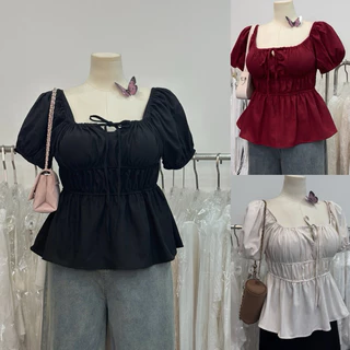 [ Bigsize 55-100kg] Áo cổ vuông tay bồng phong cách nhẹ nhàng