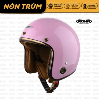 Mũ bảo hiểm 3/4 RONA màu hồng phấn bóng chính hãng, bảo hành 12 tháng, freeship toàn quốc