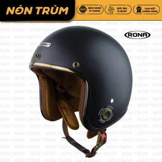 Mũ bảo hiểm 3/4 RONA đen nhám chính hãng cho nam và nữ đi xe máy bảo hành 12 tháng