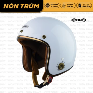 Mũ bảo hiểm 3/4 RONA màu trắng bóng chính hãng, bảo hành 12 tháng, freeship toàn quốc