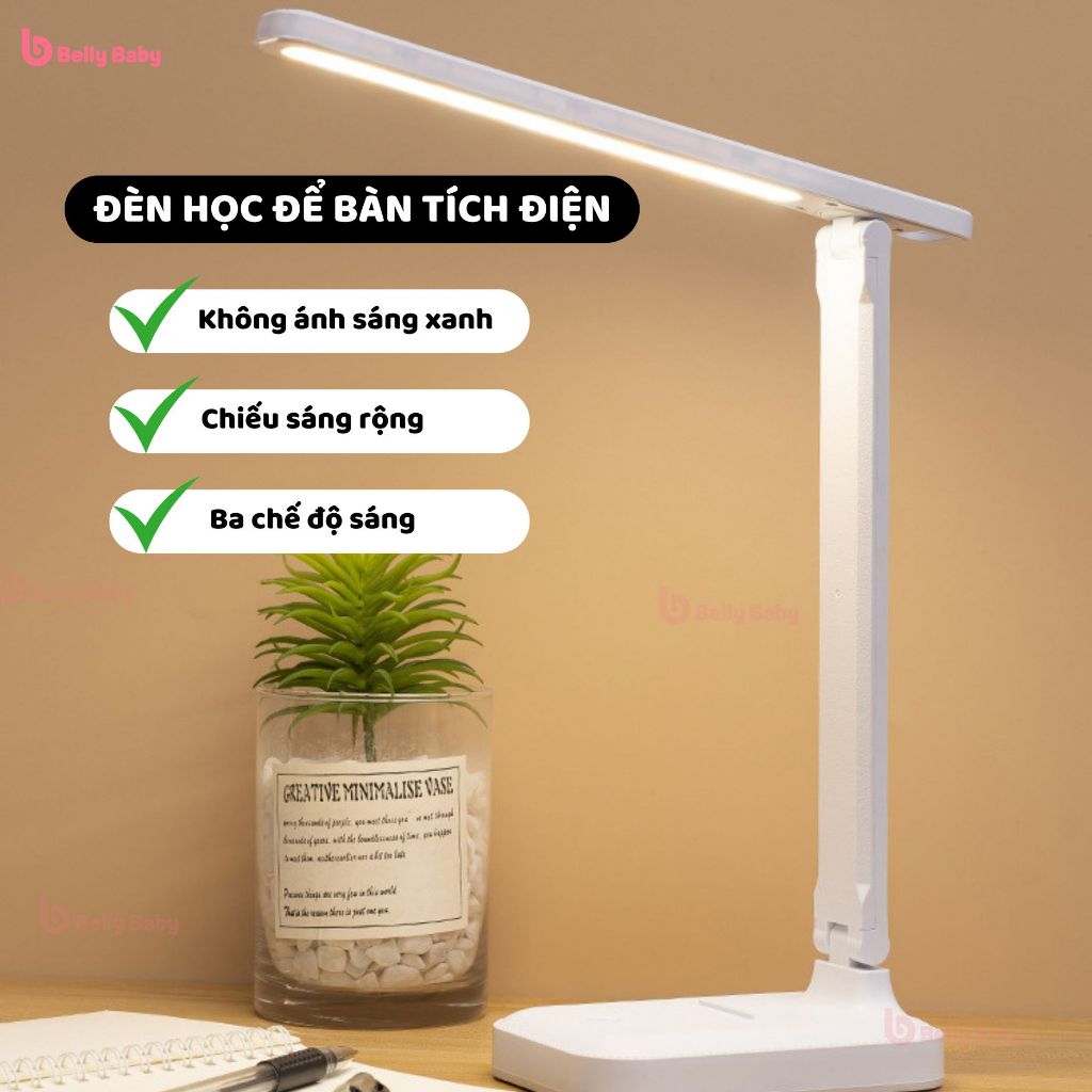 Đèn học để bàn tích điện Belly Baby, đèn bóng LED chống cận thị 3 màu ánh sáng đọc sách làm việc