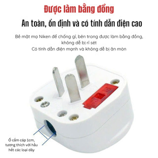 Phích Cắm Điện 3 Chấu 1 Cái Có Công Tắc | Cầu Chì Bảo Vệ | Chịu Tải Cao 220V Chống Cháy Lõi Đồng