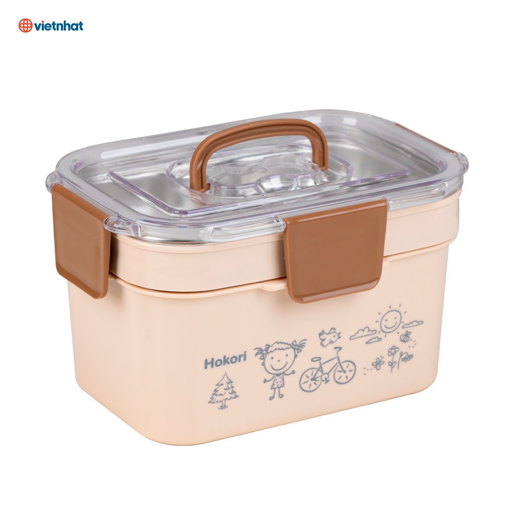 Hộp Đựng Cơm Giữ Nhiệt Lâu, Hộp Đựng Cơm Văn Phòng 2 Tầng Chính Hãng Việt Nhật (mã 6566)