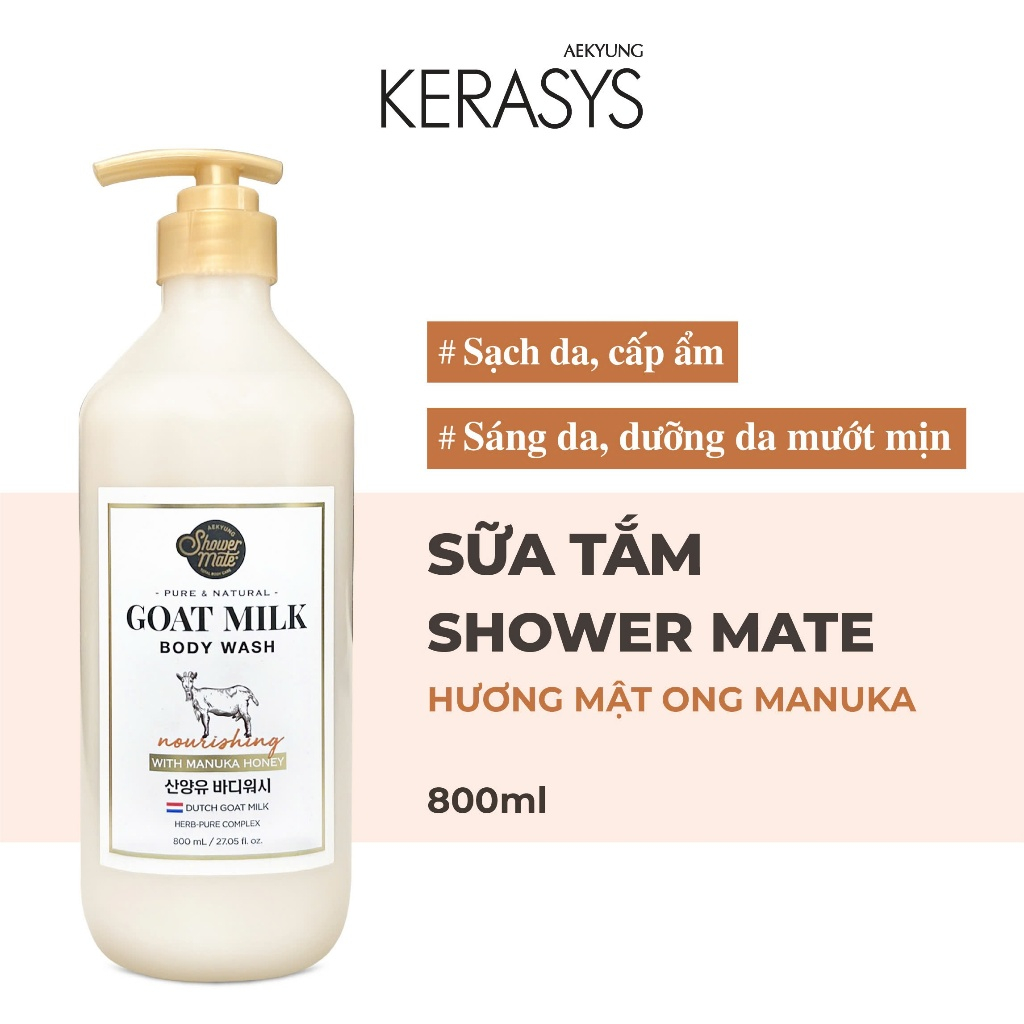 Sữa tắm dê Shower Mate Goat Milk Hàn Quốc dưỡng ẩm, trắng da, kháng khuẩn giảm mụn lưng 800ml ...