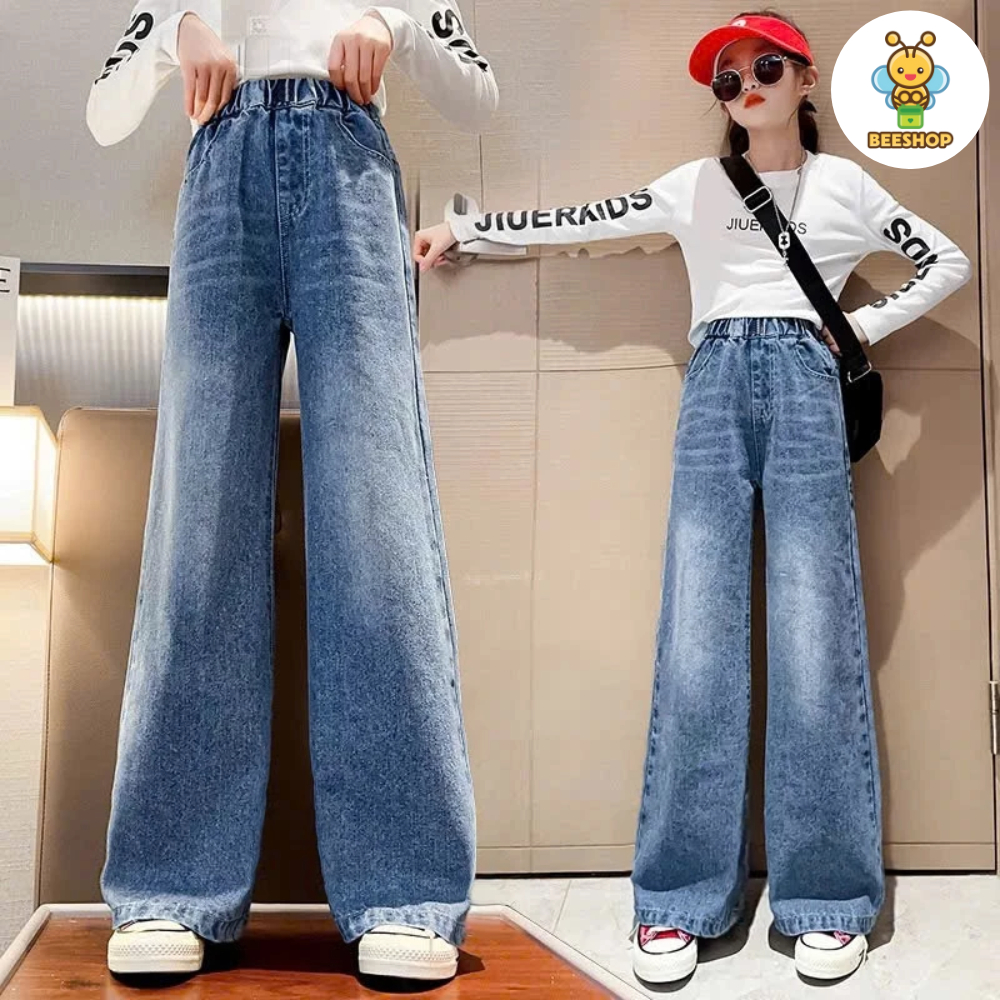 Quần jean suông mài đậm cho bé gái size đại BEESHOP KM0002