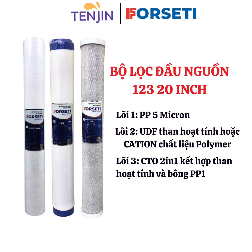 Lõi Lọc Số 2 20 INCH UDF Bên Trong Than Hoạt Tính Dạng Hạt, Bên Ngoài Lớp Bông PP Lọc Đầu Nguồn Cho Nước Sinh Hoạt