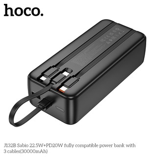 Pin Dự Phòng Hoco J132B 30000mAh TypeC PD 20W, Cáp TypeC 22.5W, kèm cáp C to C (Đen)