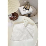 Áo cadigan cotton kẻ hồng cổ thủy thủ phối trắng + Quần bò trắng ống loe tôn dáng(sản phẩm tách lẻ - lưu ý khi đặt hàng) — ảnh 8