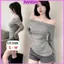 Áo Trễ Vai Dài Tay RANSHI Thiết Kế Nhún Eo Ôm Dáng Tôn Body Chất Thun Gân Dày Dặn