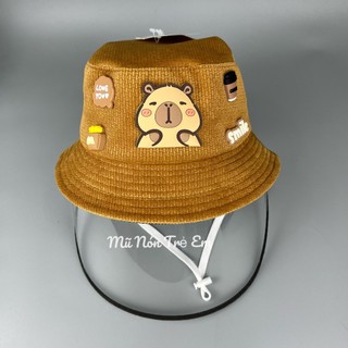 [ Bé 1-2 tuổi ] Nón chống bụi, cản gió đính CAPYBARA cho bé trai bé gái