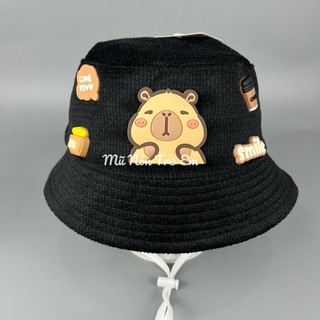 [ Bé 1-2 tuổi ] Nón chống bụi, cản gió đính CAPYBARA cho bé trai bé gái