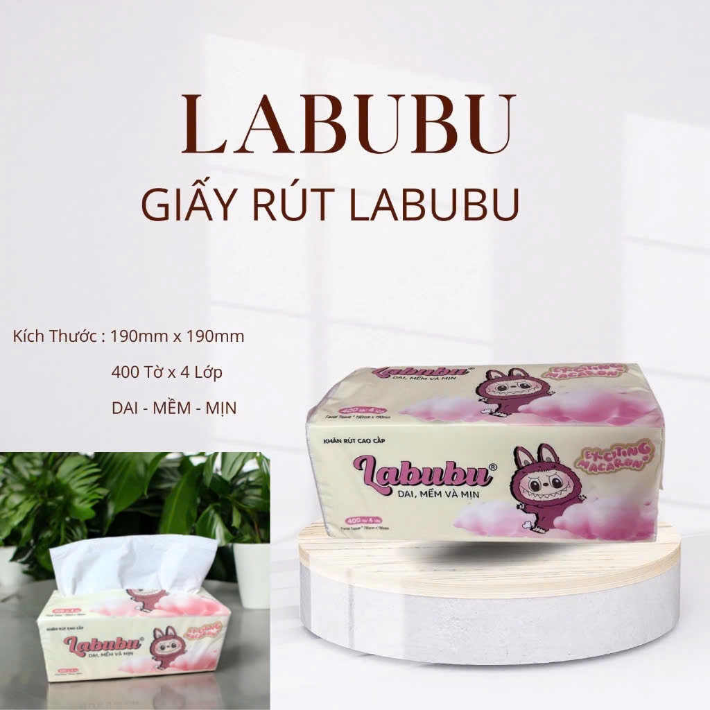 Giấy Rút LABUBU Đa Năng 400 Tờ - 4 Lớp ,Khăn Giấy Ăn Rút Dai Mềm Mịn ...