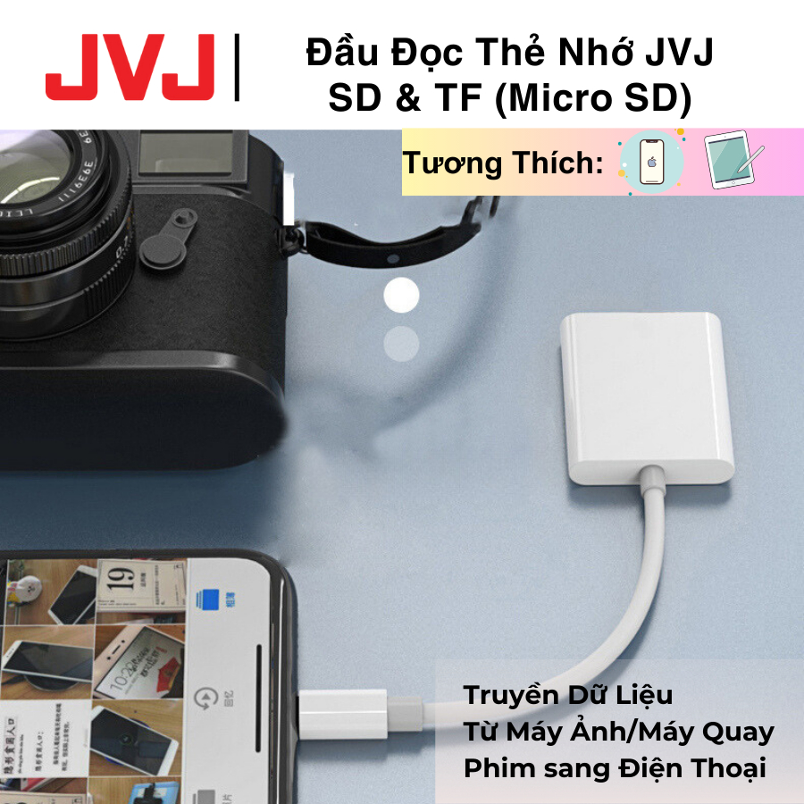 Ảnh Đầu Đọc Thẻ Nhớ SD /TF 2 Trong 1 Dành Cho Điện Thoại IPh, Máy Tính Bảng IPa / Laptop Cổng To Ling 3