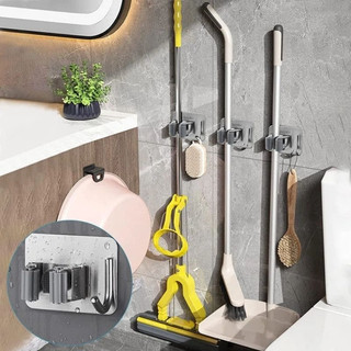 móc treo chổi inox dán tường,móc kẹp cây lau nhà chắc chắn