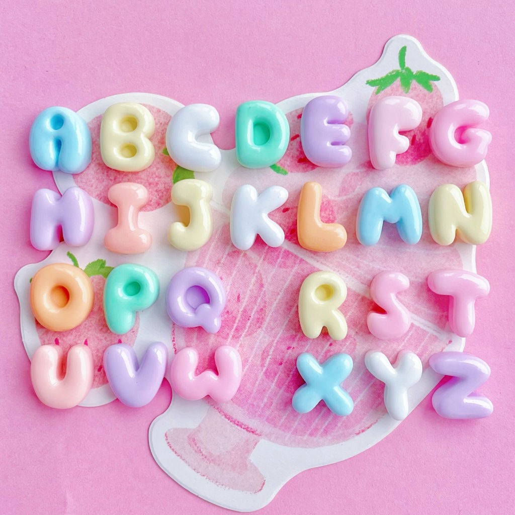 [Sẵn Keo] Charm Chữ Cái Màu Pastel, Nâu Socola Dán Xe Trang Trí Mũ Bảo Hiểm, Ốp Lưng, Xe Máy Điện