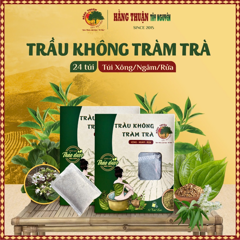 Bột Lá Trầu Không Xông Hơi Vùng Kín Dạng Túi Lọc [Dạng túi lọc và bột mịn]