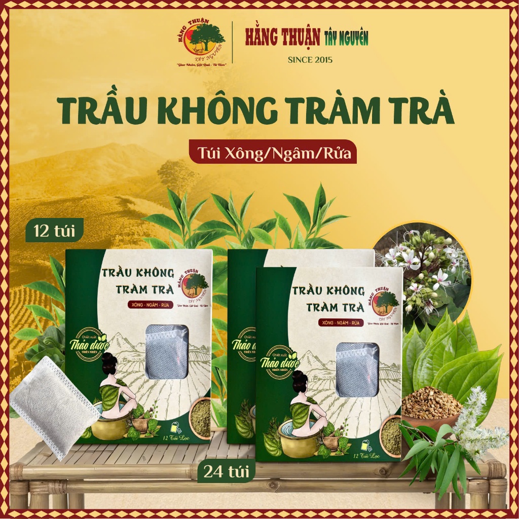 Bột Lá Trầu Không Xông Hơi Vùng Kín Dạng Túi Lọc [Dạng túi lọc và bột mịn]