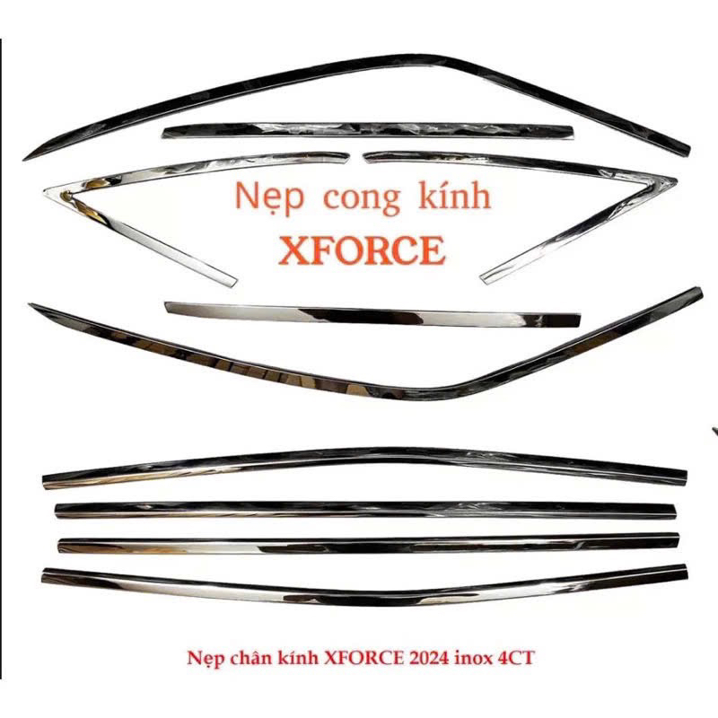 Bộ ốp nẹp viền chân Kính + cong kính inox Xe #Mitsubishi Xforce đời 2024 2025 mới (Hàng cao cấp)