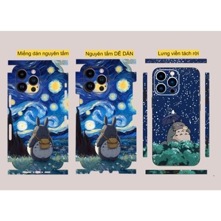 Miếng dán Skin Mặt Lưng Totoro MS03 FULL VIỀN Dành cho Các dòng ANDROID, 16 pro max 15 pro max 14 pro max 13 pro max