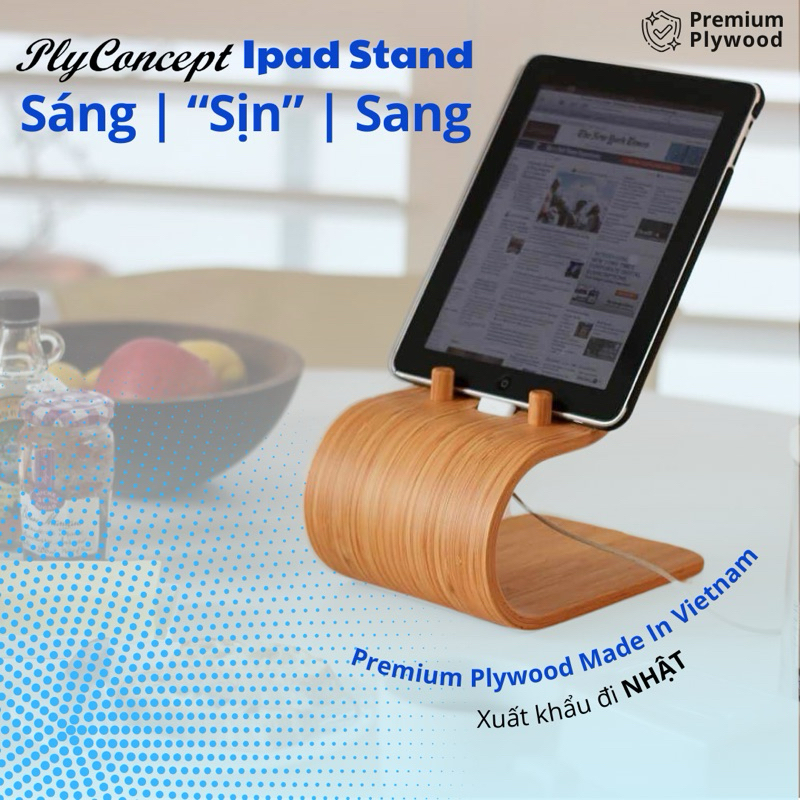 Ảnh Giá đỡ Ipad gỗ uốn cong Plyconcept Ipad Stand Cook Pad 1