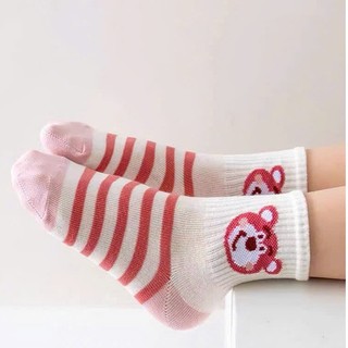 Set 5 Đôi Tất Cotton Cổ Cao Gấu Hồng LOTTO CỔ BÈo Cho Các Bé Gái te26