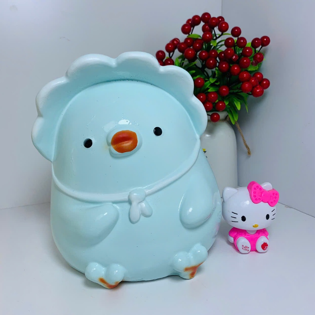 [Mua 1 to tặng 1 nhỏ]Ống tiết kiệm Gà con đội mũ cute size to-heo đất lợn đất tiết kiệm LĐ11
