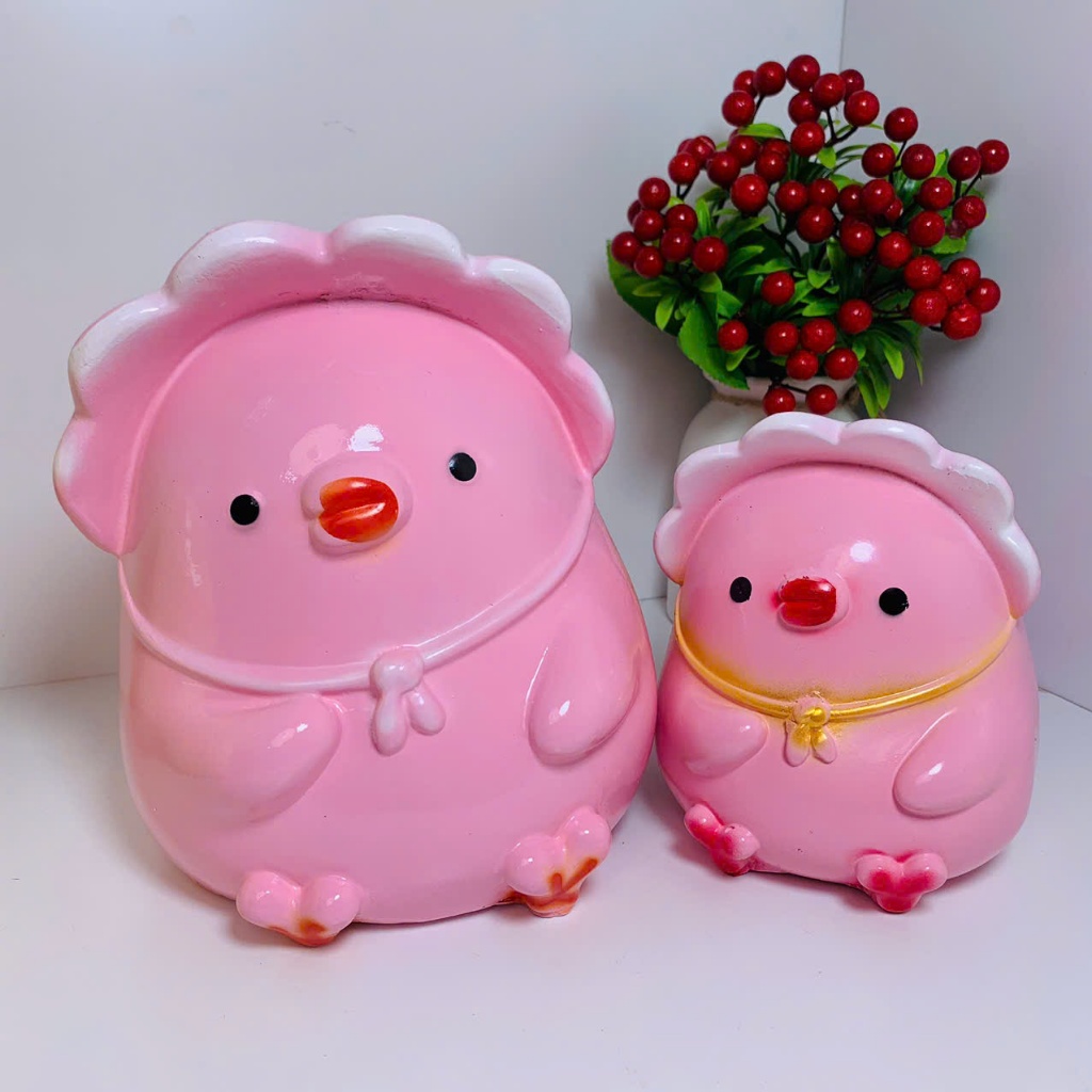 [Mua 1 to tặng 1 nhỏ]Ống tiết kiệm Gà con đội mũ cute size to-heo đất lợn đất tiết kiệm LĐ11