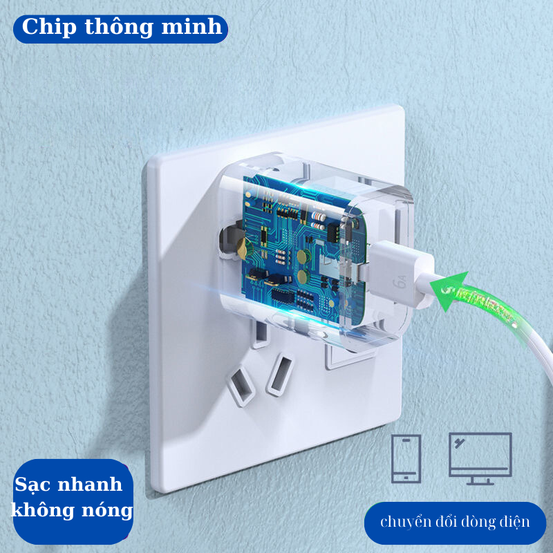 Bộ sạc nhanh PD 20W kèm Dây sạc nhanh Type-C không nóng máy, an toàn ổn định