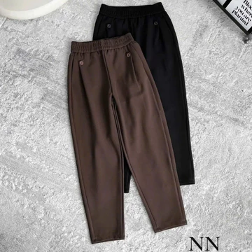 QUẦN BAGY NỮ,quần tây nữ,quần baggy cạp cao ly trước phối cúc kiểu dáng trẻ trung vải umi hàn cao cấp-xm thuvu