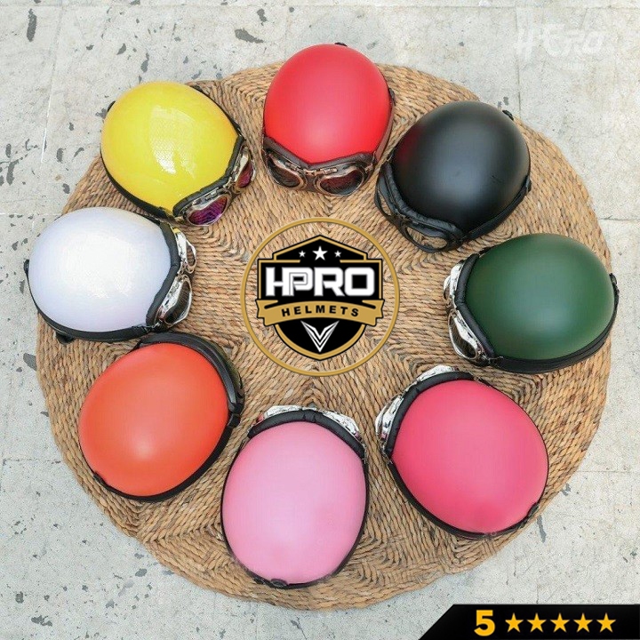 Ảnh Mũ bảo hiểm nửa đầu Hpro Helmets nhiều màu sắc thời trang, cá tính, kèm kính UV, phi công, Freesize (55-59cm) 2