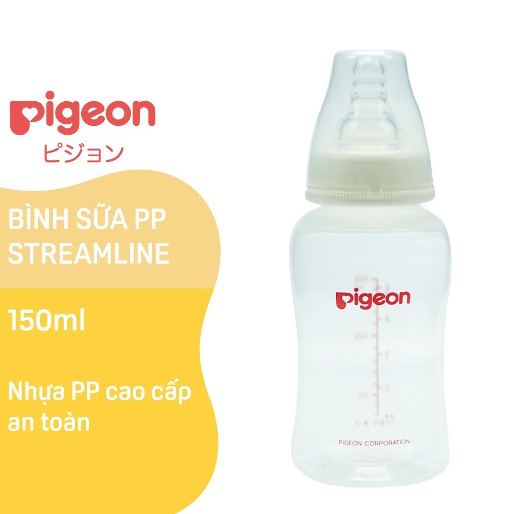 Bình sữa Pigeon 150ml / 250ml Streamline Chính Hãng Bình sữa Nhựa PP Cao cấp Pigeon cổ hẹp