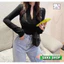 Áo croptop nữ tay dài khoá kéo trước ngực cổ trụ vải thun đẹp