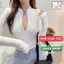Áo croptop nữ tay dài khoá kéo trước ngực cổ trụ vải thun đẹp