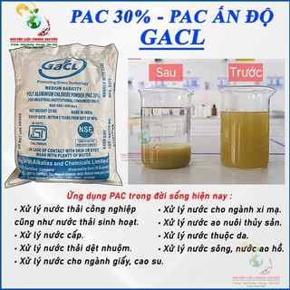 1kg PAC 30%, PAC lắng cặn, lắng tụ chất lơ lửng, làm trong nước, PAC Ấn Độ