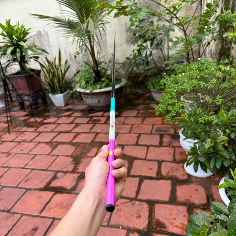 Cần câu tay mini màu ngẫu nhiên 3h hàng loại 1 gẩy rô diếc chép tải tĩnh 1.5kg tải cá 1 đến 4kg thu gọn 40cm