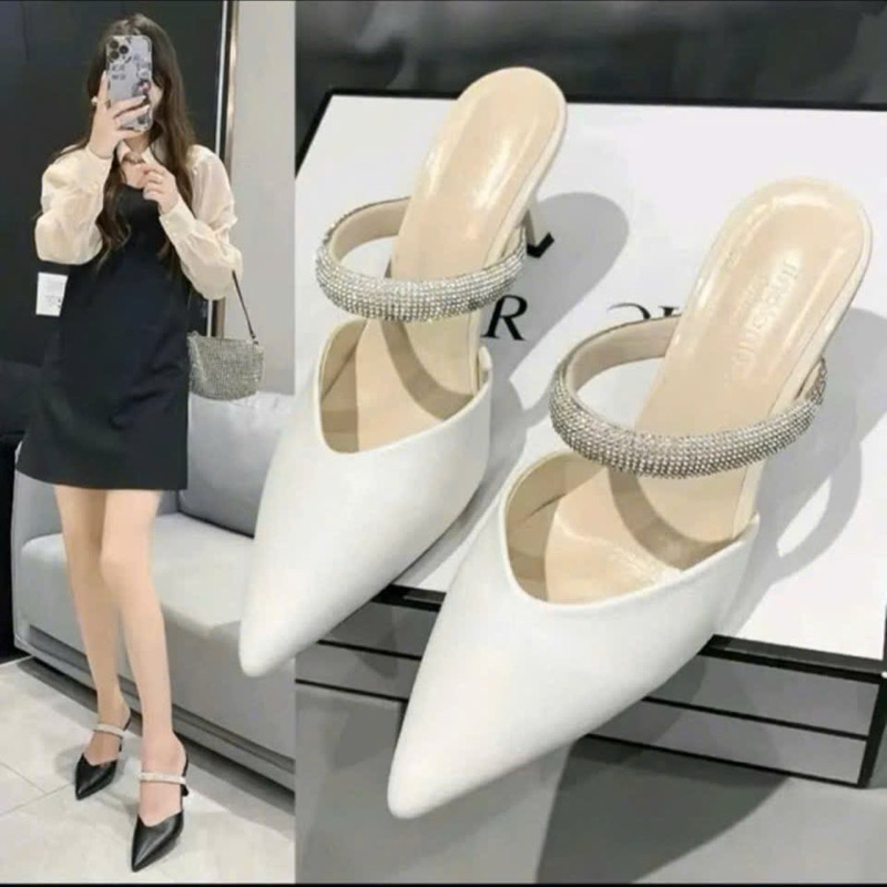Sục cao gót dây đá, giày cao gót dễ đi dễ phối đồ
