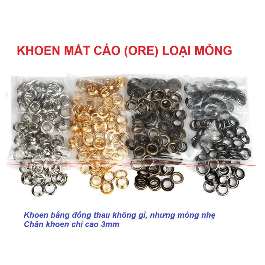 Khoen ore mắt cáo Thau không gỉ (MỎNG) Size 4 - 20mm (lọt lòng) ô rê ...