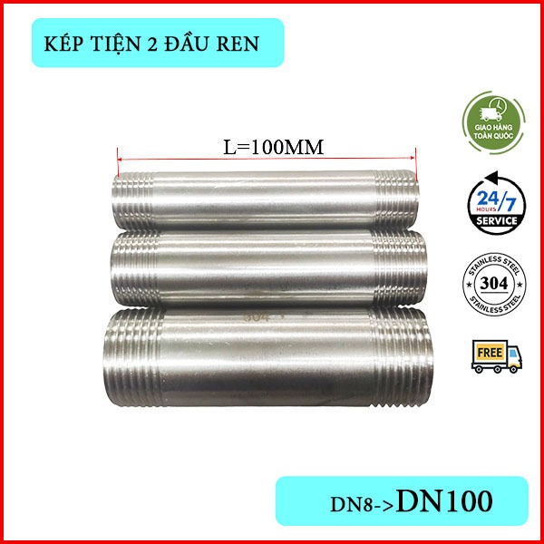 KÉP TIỆN INOX 2 ĐẦU REN DÀI 10CM INOX 201-304 | Shopee Việt Nam