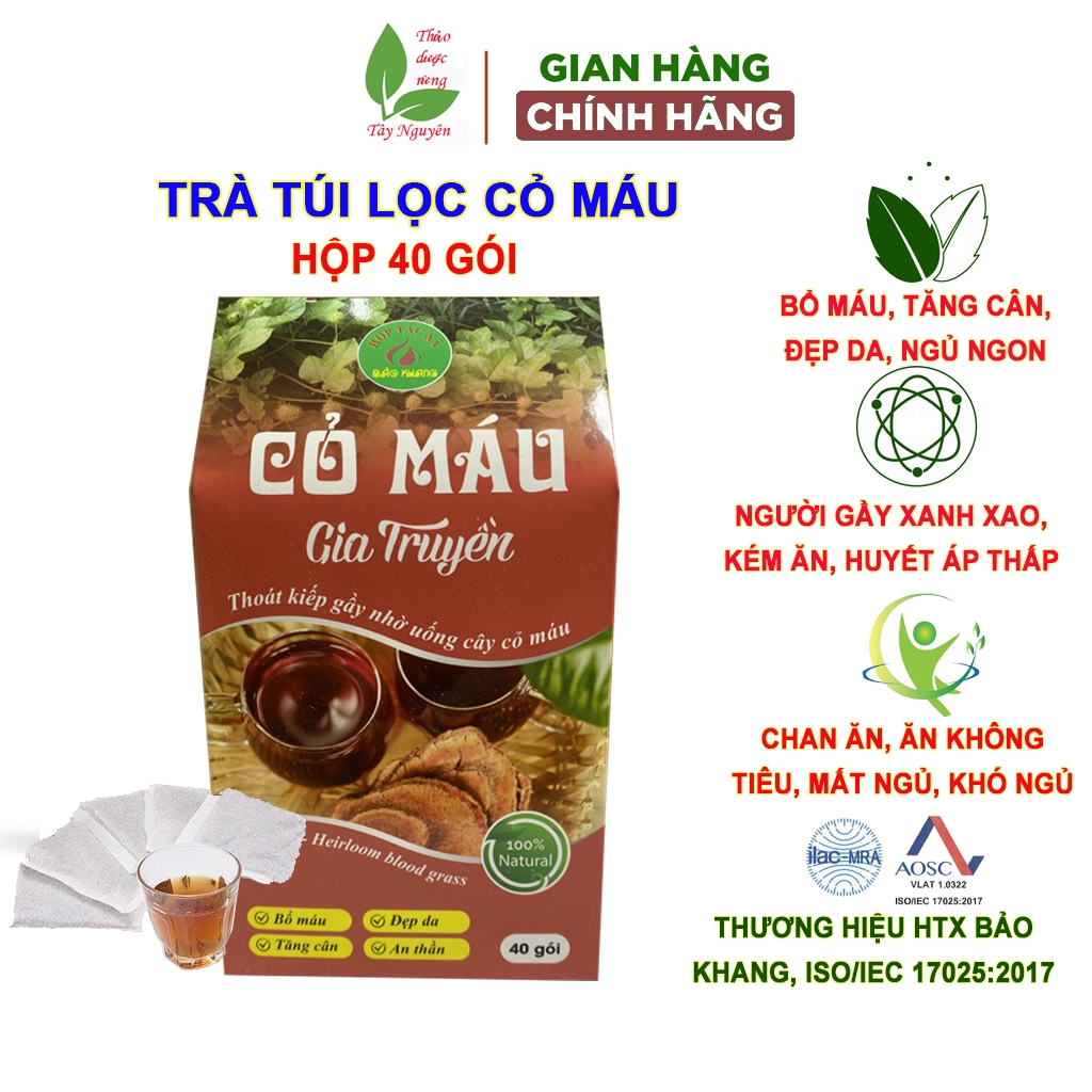 Trà túi lọc cây cỏ máu tăng cân Bảo Khang, hộp 40 gói, tăng c…