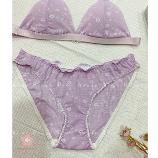 Set đồ lót áo bra không gọng mút mỏng tone tím -handmade by MimiHouse