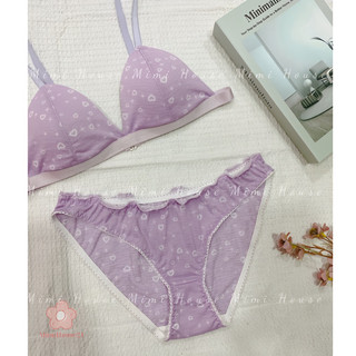 Set đồ lót áo bra không gọng mút mỏng tone tím -handmade by MimiHouse